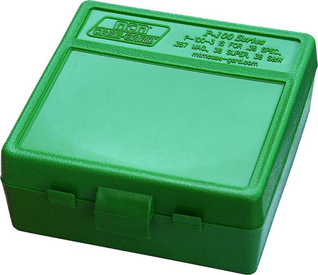 MTM Case-Gard P100310 P-100 Series 100rd Flip-Top Multi-Caliber Handgun Ammo Box Green Poly