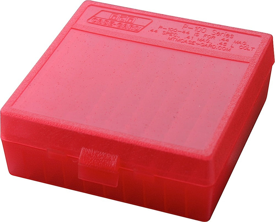 MTM Case-Gard P-100 100 Round Multi Caliber Flip-Top Ammo Box Clear Red