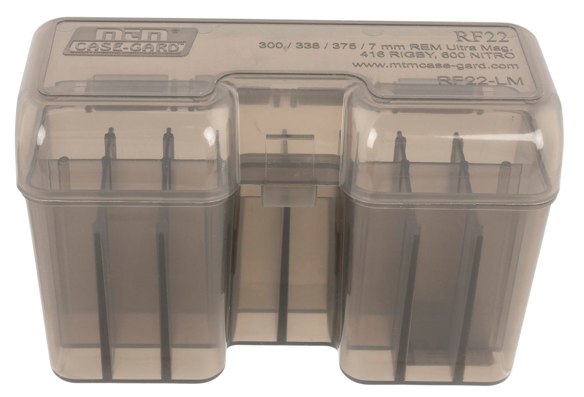 MTM Case-Gard RF22SM41 22 Round Multi Caliber Short Magnum Rifle Ammo Box Clear Smoke