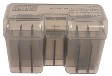MTM Case-Gard RF22SM41 22 Round Multi Caliber Short Magnum Rifle Ammo Box Clear Smoke
