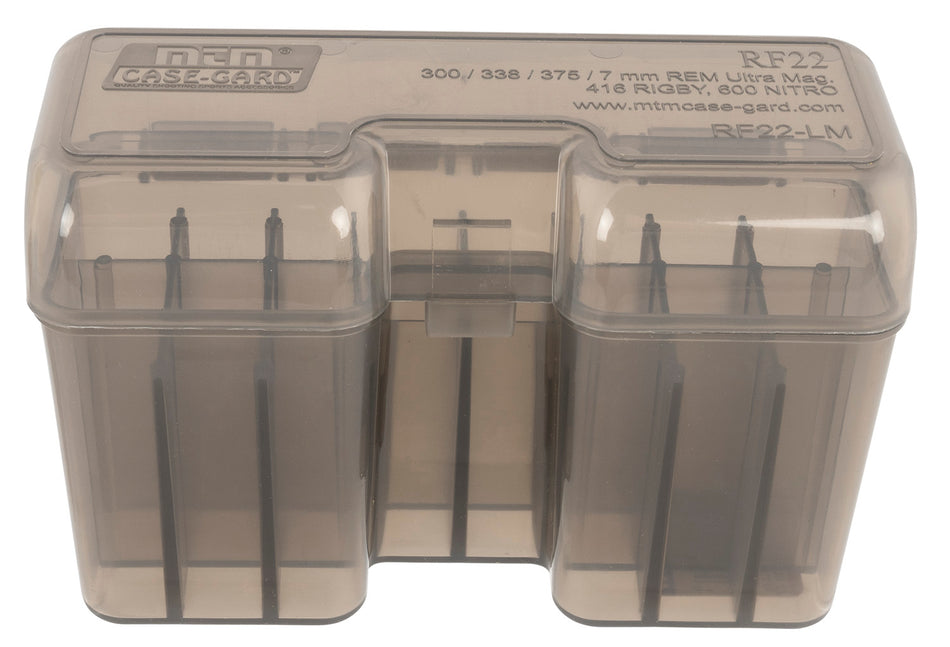 MTM Case-Gard RF22SM41 22 Round Multi Caliber Short Magnum Rifle Ammo Box Clear Smoke