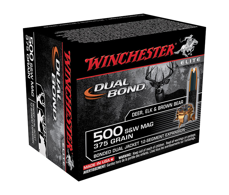 Winchester .500 S&W Mag Handgun Ammo Hollow Point Jacketed Hollow Point JHP 375 grain 