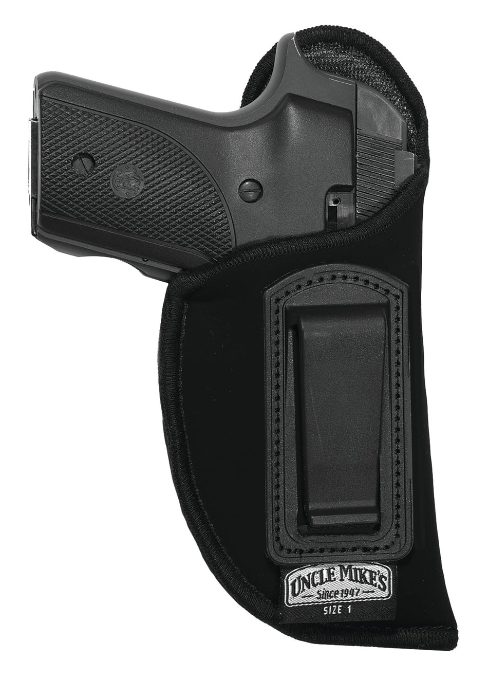 Uncle Mike's Inside The Pants Open Style Holster Size 0 Black Suede Like Small Medium DA Revolver 2 to 3 Inch Barrel Left Hand