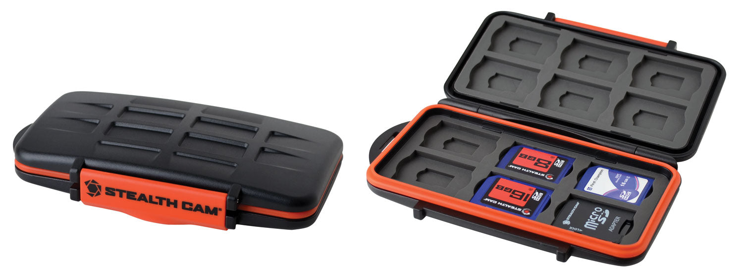 Stealth Cam STCMCSC Memory Card Case Black/Orange Polycarbonate Fits 24 Full-Size SD Cards