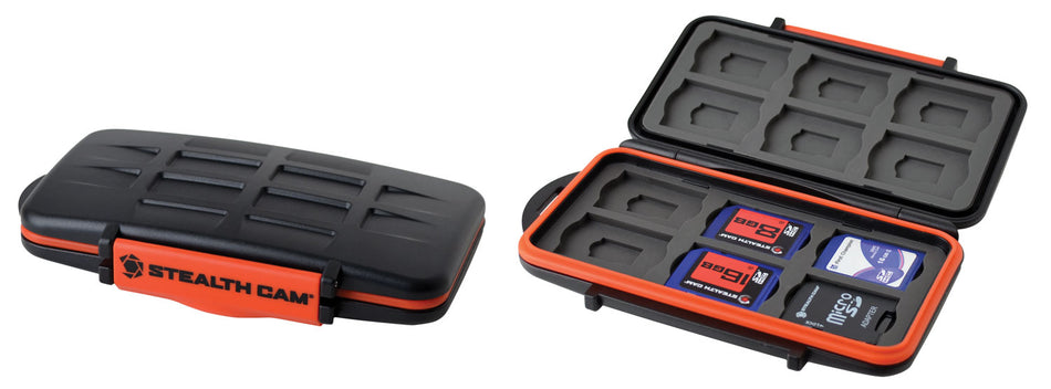 Stealth Cam STCMCSC Memory Card Case Black/Orange Polycarbonate Fits 24 Full-Size SD Cards
