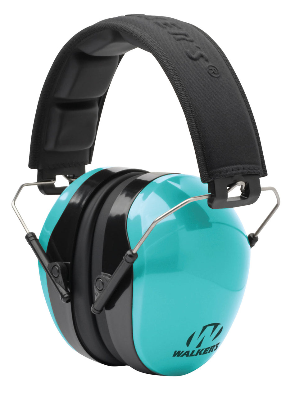 Walker's GWPDCPMLTL Passive Hearing Protection Muff 26 dB Aqua Blue/Black Folding Design