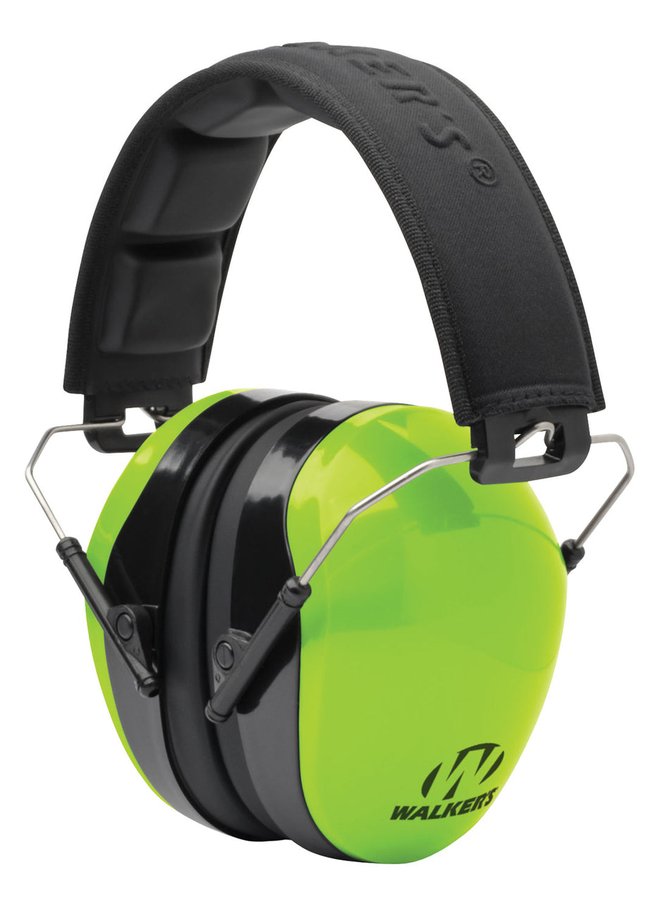 Walker's GWPDCPMHVG Passive Ear Muff 26 dB Lime Green/Black Folding Design