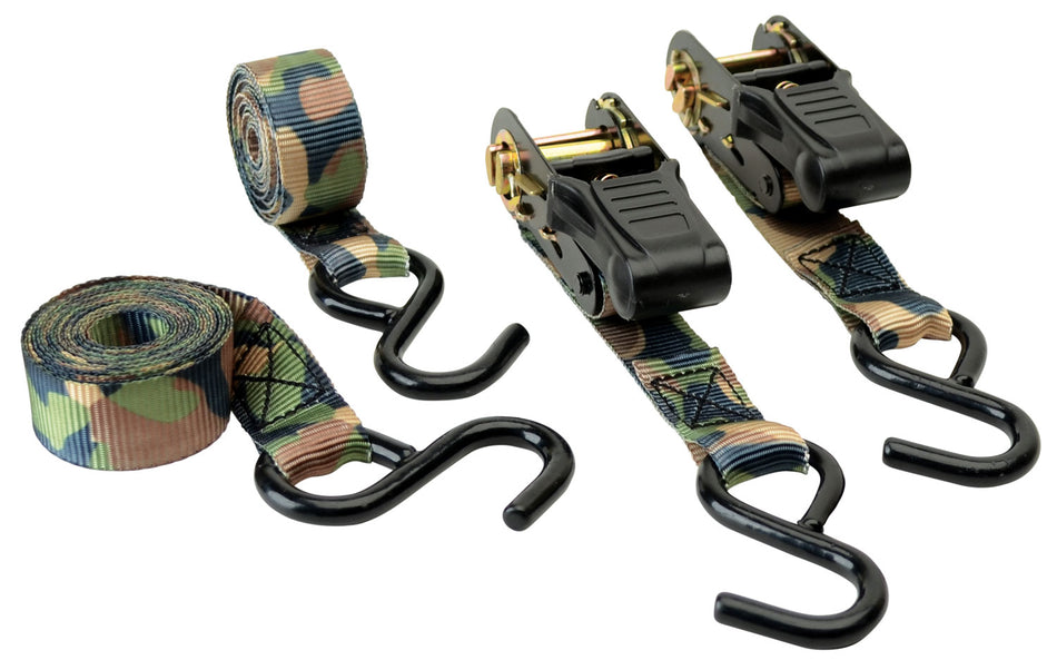 HME Camo Ratchet Tie Down Straps 500 lb Working Load 4 Pack