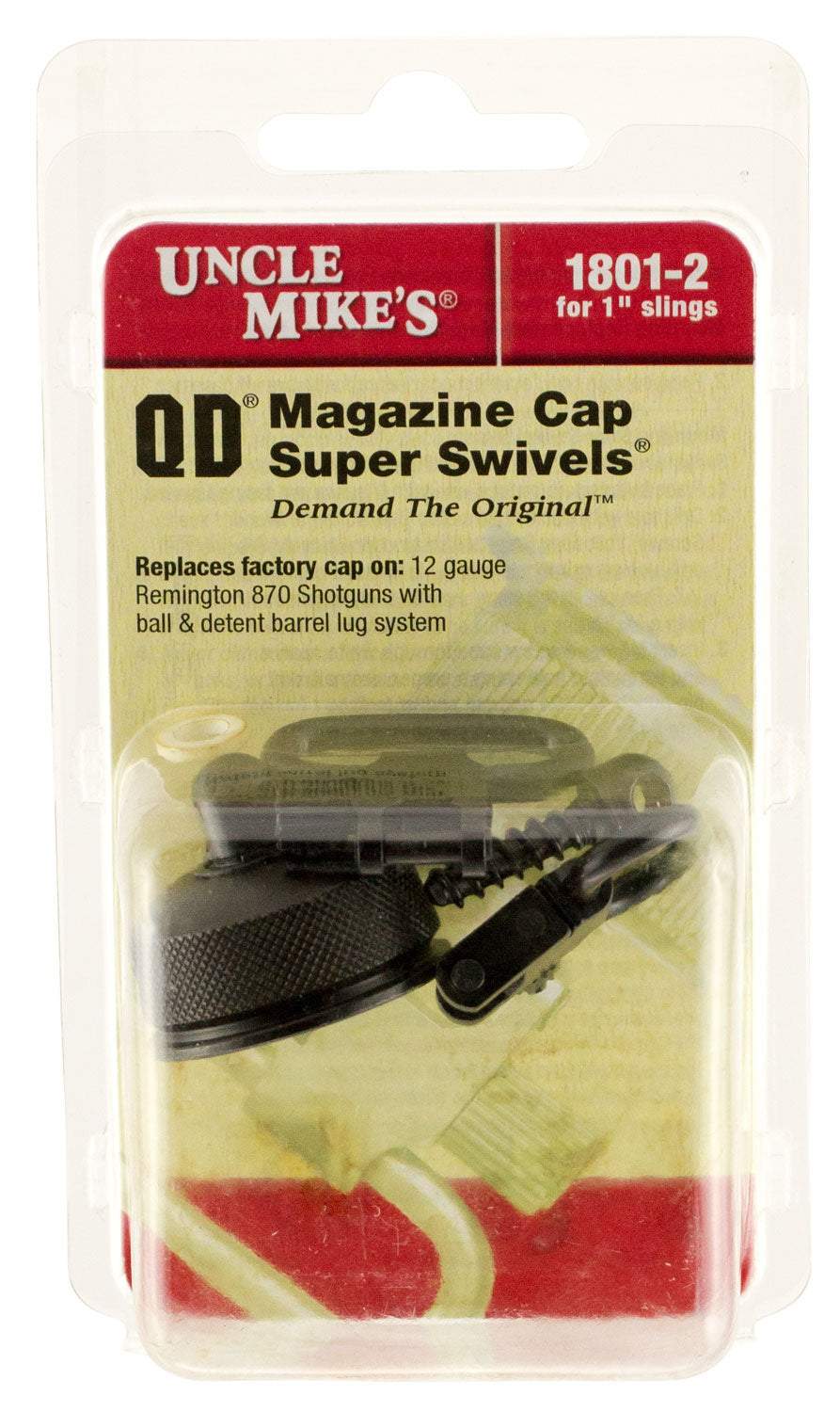 Uncle Mike's 18012 Quick Detach Mag Cap Swivel Set Blued 1-Inch Loop for Remington 870 12 Gauge