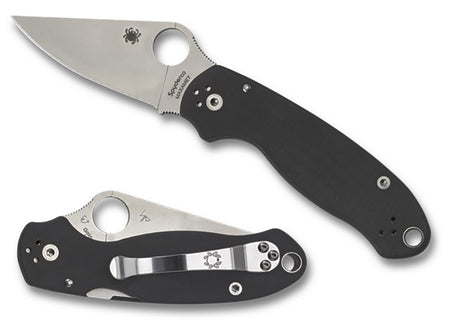 Spyderco Para 3 C223GP 2.95" Plain Clip Point CPM S45VN Stainless Blade Black G10 Handle Folding Knife