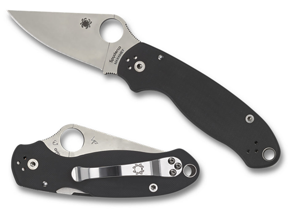 Spyderco Para 3 C223GP 2.95" Plain Clip Point CPM S45VN Stainless Blade Black G10 Handle Folding Knife