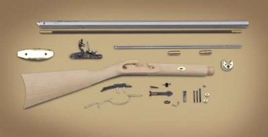 Traditions Frontier Flintlock Muzzleloader Rifle Kit - 50 Cal, 28" White BBL, Raw Wood