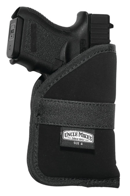 Uncle Mike's 87444 Pocket Holster Open Top Size 04 Black Nylon Fits Subcompact 9mm/40 Auto RH