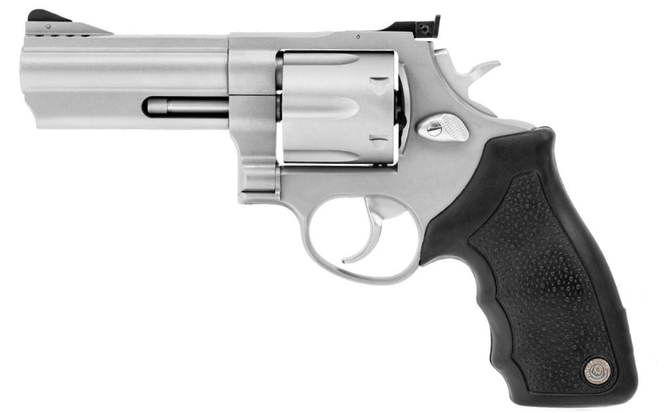 Taurus 44 Large Frame .44 Rem Mag Revolver, 6-Shot, 4" Matte Stainless Ported Barrel/Cylinder/Frame, Rubber Grip