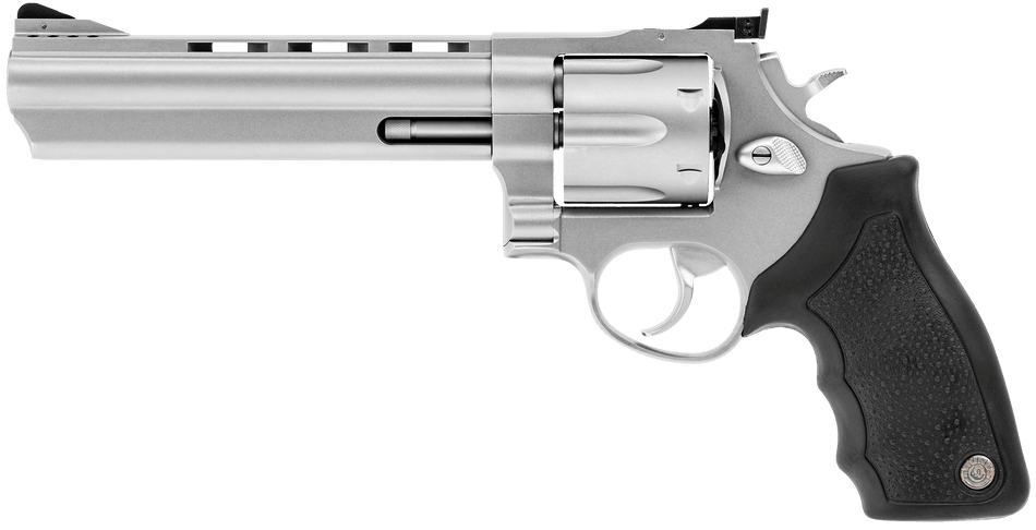 Taurus 44 Large Frame .44 Rem Mag Revolver, 6-Shot, 6.50" Matte Stainless Ported Barrel/Cylinder/Frame, Rubber Grip, Exposed Hammer