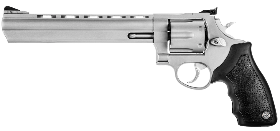 Taurus 44 Large Frame .44 Rem Mag Revolver, 6-Shot, 8.37" Matte Stainless Ported Barrel/Cylinder/Frame, Rubber Grip, Exposed Hammer