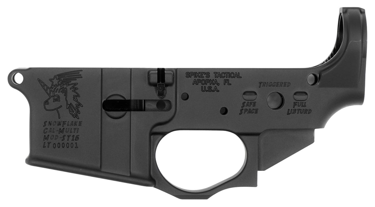 Spikes STLS030 Snowflake Multi-Caliber Stripped Lower Receiver - 7075-T6 Aluminum, Black Anodized AR-15