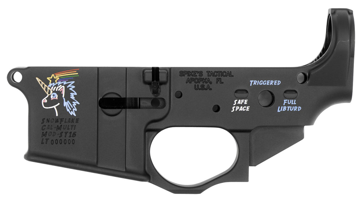 Spikes STLS030CFA Snowflake Stripped Lower Receiver w/ Color Fill - Multi-Caliber AR-15
