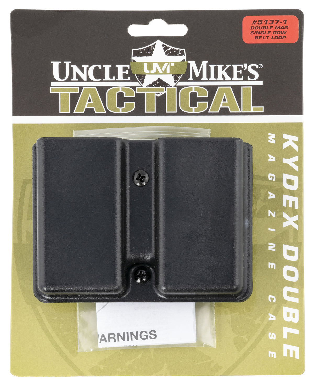 Uncle Mike's 51371 Black Kydex Double Magazine Case Single Stack Belt Clip 1.75"