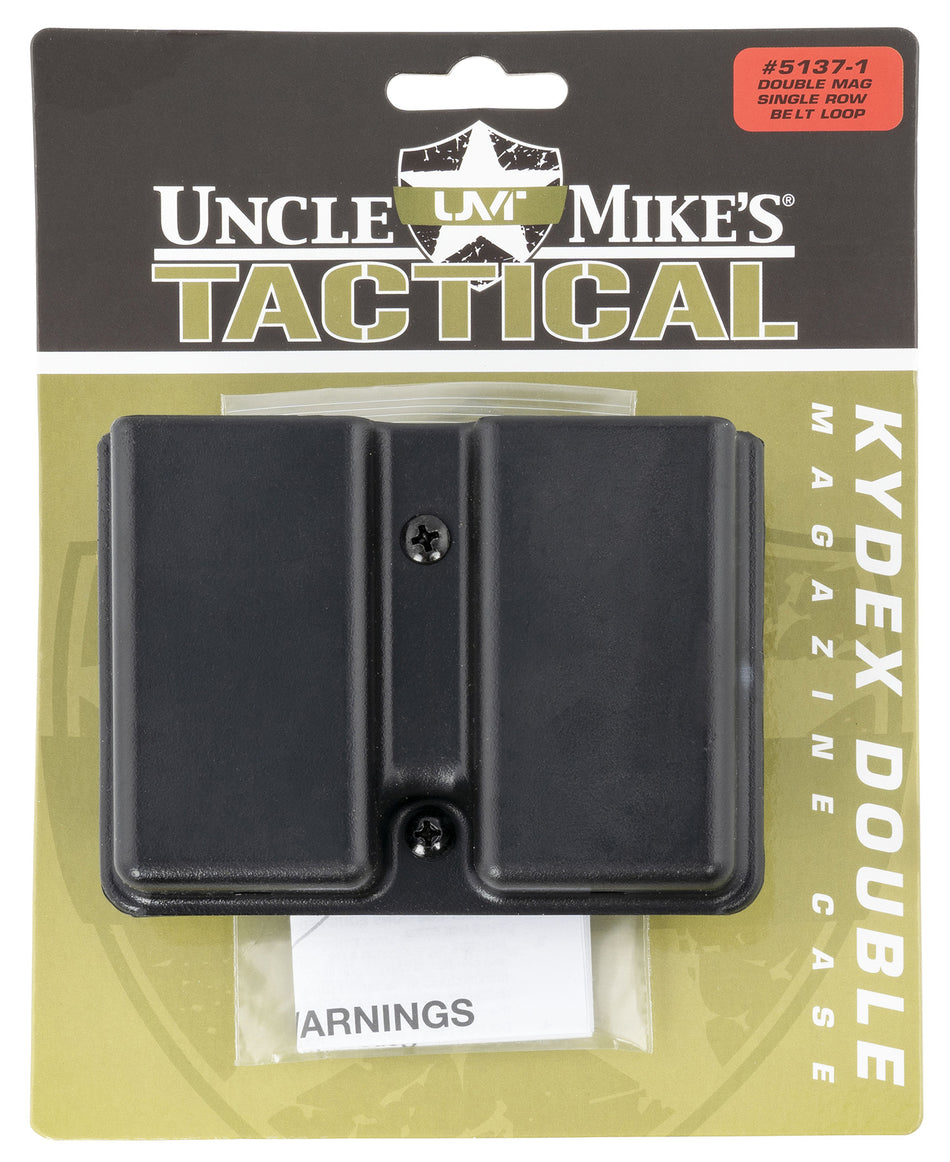 Uncle Mike's 51371 Black Kydex Double Magazine Case Single Stack Belt Clip 1.75"