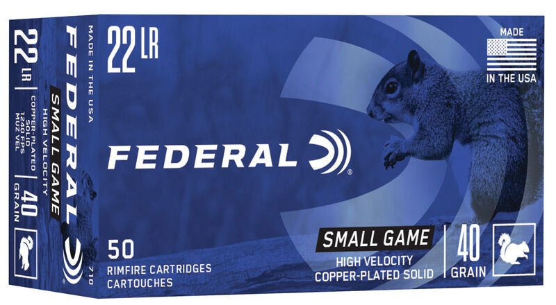 Federal .22 Long Rifle Rimefire Ammo  Copper-Plated Round Nose FMJ 40 grain 