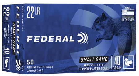 Federal .22 Long Rifle Rimefire Ammo  Copper-Plated Round Nose FMJ 40 grain 
