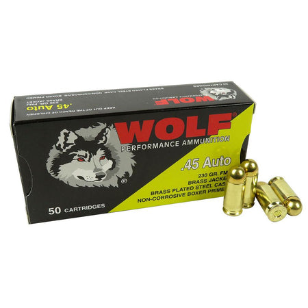 Wolf .45 ACP/Auto Handgun Ammo Performance Full Metal Jacket FMJ 230 grain 