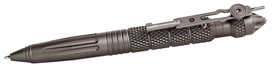 Uzi UZITACPEN4GM Gun Metal Tactical Pen 6" Aircraft Aluminum Glass Breaker/Cuff Key