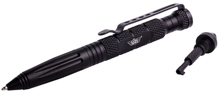 Uzi UZITACPEN6BK Black Aircraft Aluminum Tactical Pen 6" w/ Glass Breaker and Cuff Key