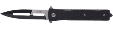 Uzi UZKFDR014 Mossad III Folding Knife 3.50" Spear Point Black/Silver Stainless Steel, G10 Handle, Glass Breaker, Metal Clip
