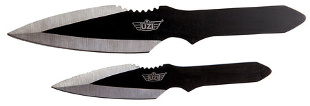 Uzi UZKTRW002 Fixed Spear Point Throwing Knife Set Plain Black Stainless Steel Blade, Black Stainless Handle