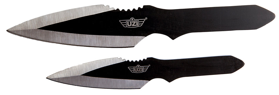 Uzi UZKTRW002 Fixed Spear Point Throwing Knife Set Plain Black Stainless Steel Blade, Black Stainless Handle