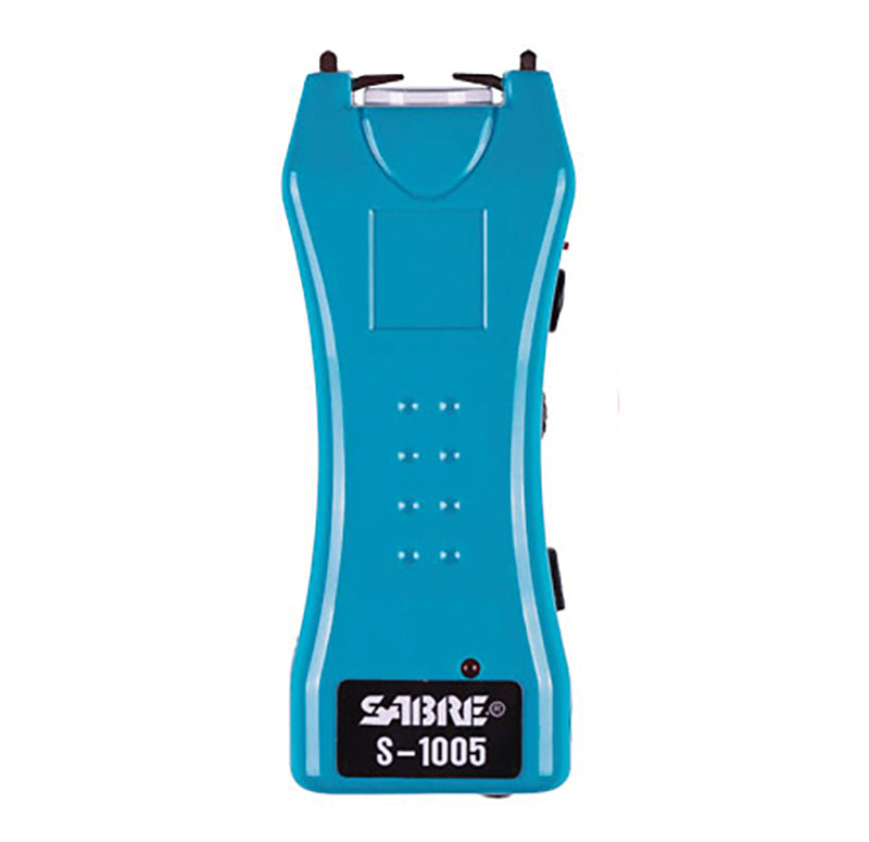 SABRE Teal Mini Stun Gun with Holster and 120-Lumen Flashlight, 1.60uC