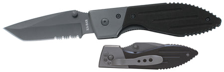 Ka-Bar 3075 Warthog Folder 3" Part Serrated Tanto 420HC SS Blade, Black G10 Handle & Pocket Clip