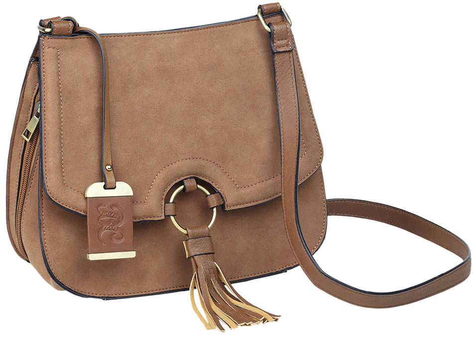 Bulldog BDP034 Cross Body Carry Purse with Holster Tan Suede Fits Most Small Autos and Revolvers
