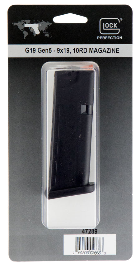 Glock 9mm 10-Round Magazine Fits Glock 19 Black Polymer