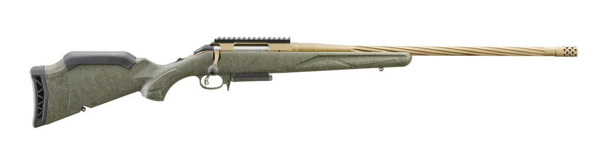 Ruger 46930 American II Predator Full-Size 6.5 Creedmoor 3+1 22" Burnt Bronze Cerakote Spiral Fluted Threaded Barrel & Alloy Steel Receiver w/Picatinny Rail, Green Splatter Adjustable LOP Synthetic Stock