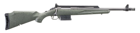 Ruger American II Scout 308 Winchester (5+1) 16.10" Cobalt Cerakote Threaded Barrel, Scope Rail, Leaf Green Splatter Synthetic Stock