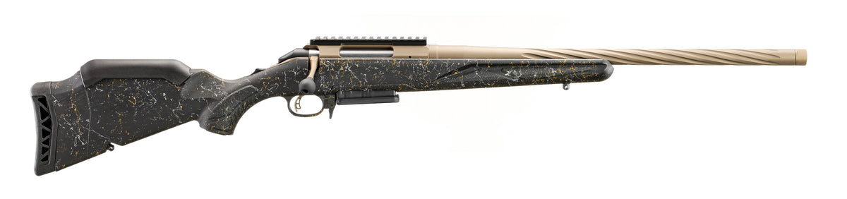 Ruger American II Prairie 308 Winchester (3+1) 20" Smoked Bronze Cerakote Spiral Fluted Threaded Barrel, Picatinny Rail, Black Splatter Stock