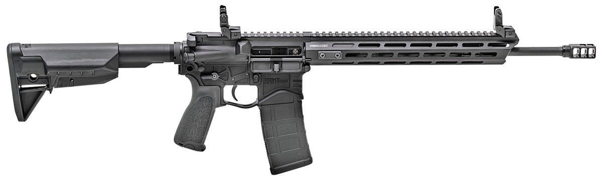 Springfield Armory STE916556B SAINT Edge 5.56x45mm NATO 30+1 16in Black Melonite Barrel, Black Hard Coat Anodized Receiver, Bravo Mod 0 SopMod Adjustable Stock, Bravo Mod 2 Grip, Right Hand