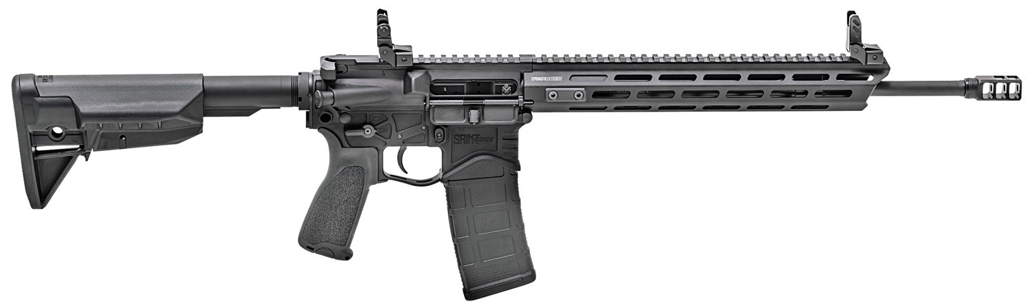 Springfield Armory STE916556B SAINT Edge 5.56x45mm NATO 30+1 16in Black Melonite Barrel, Black Hard Coat Anodized Receiver, Bravo Mod 0 SopMod Adjustable Stock, Bravo Mod 2 Grip, Right Hand