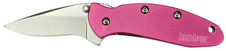 Kershaw Chive 1600PINK Folder 1.90" Plain 420HC Drop Point Blade, Pink Anodized Aluminum Handle with Clip