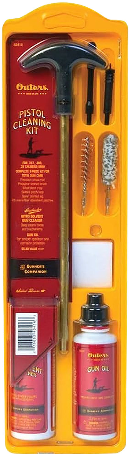 Outers Universal Pistol Cleaning Kit with Brass Rod and Nitro Solvent