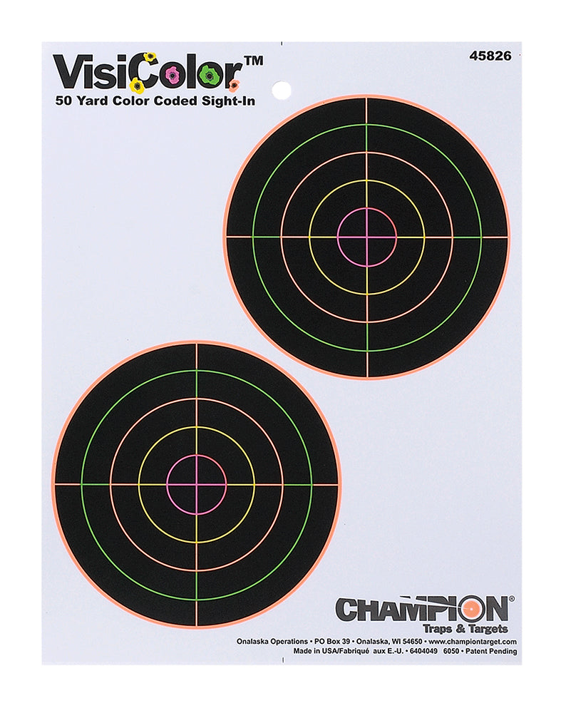 Champion Targets 45826 VisiColor Double Bullseye Adhesive Paper Target 10-Pack