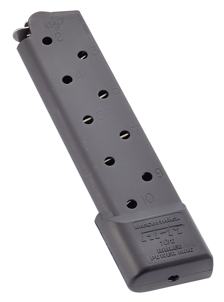 CMC Products Railed Power Mag 10-Round .45 ACP 1911 Government Black Stainless Steel Magazine
