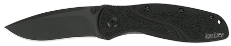 Kershaw Blur 1670BLK Folder 3.40" Plain Black DLC 14C28N Drop Point Recurve Blade, Black Aluminum Handle