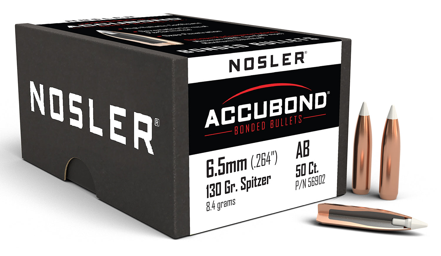 Nosler AccuBond 6.5 Creedmoor 130gr Spitzer Boat Tail Hunting Bullets Box of 50
