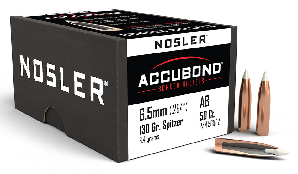 Nosler AccuBond 6.5 Creedmoor 130gr Spitzer Boat Tail Hunting Bullets Box of 50