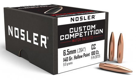 Nosler Custom Competition 6.5 Creedmoor 140gr Boat Tail Hollow Point Bullets 100/Box