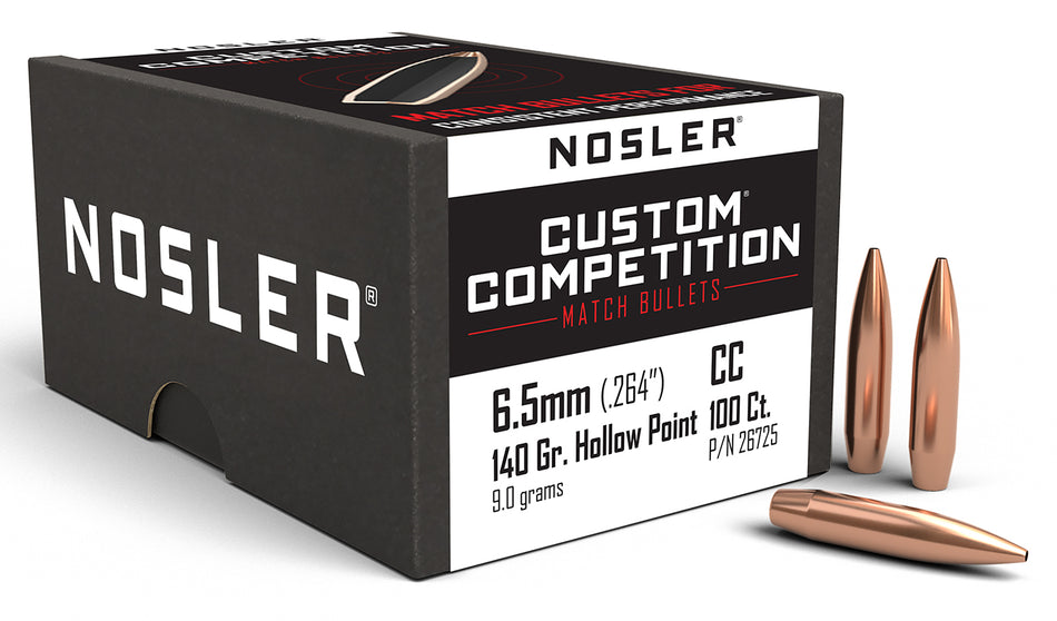 Nosler Custom Competition 6.5 Creedmoor 140gr Boat Tail Hollow Point Bullets 100/Box